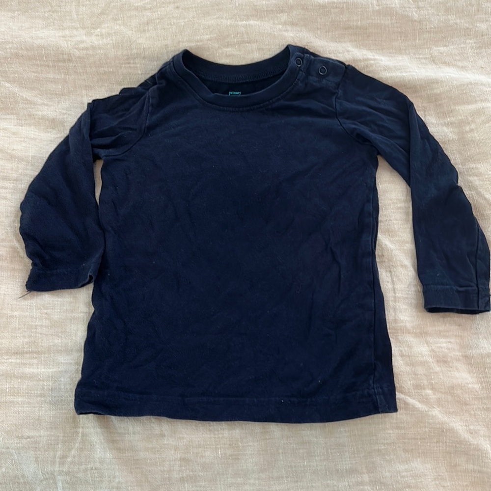 Primary Navy long sleeve tee, 12-18 months
